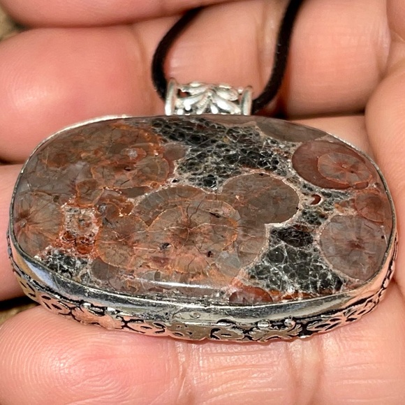 Peanut Obsidian Perlite Pendant 1 1/2”x 1 1/2” - Picture 8 of 17